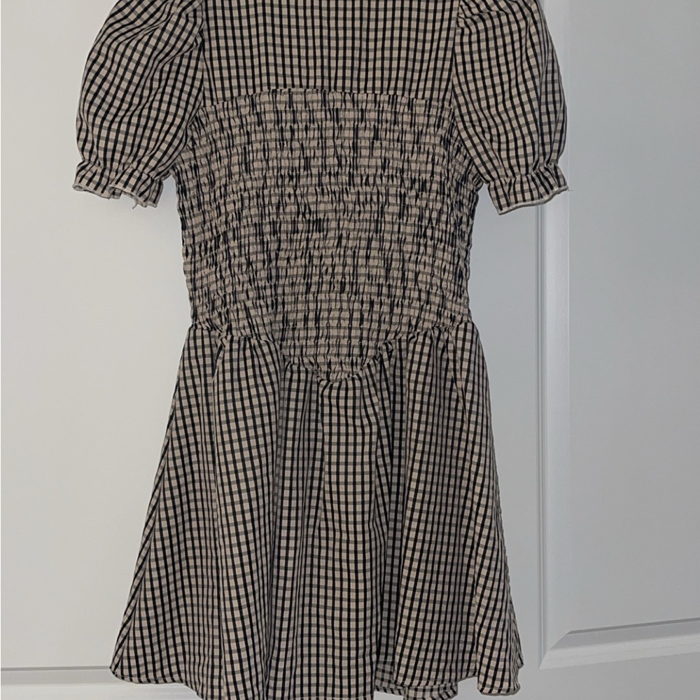 SHEIN Black and Cream Checkered Mini Dress